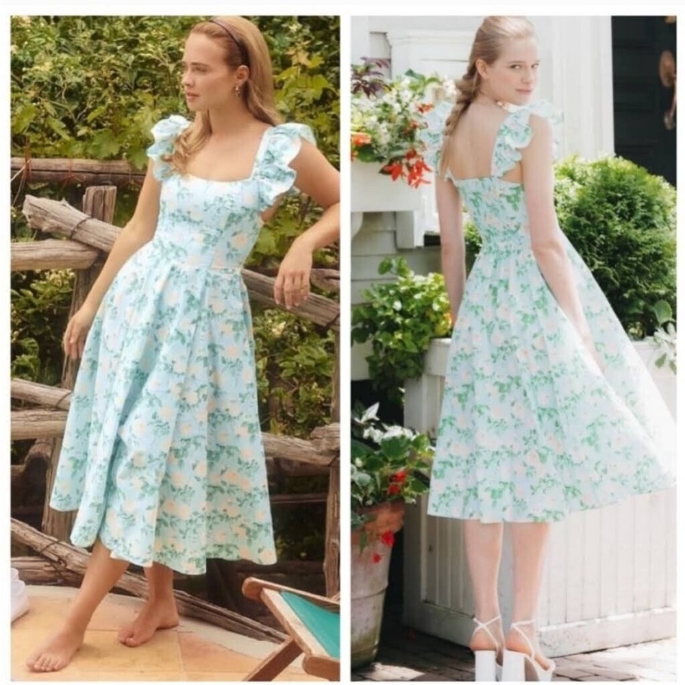 Hill House Home Daphne Dress Blue Roses Floral NWT